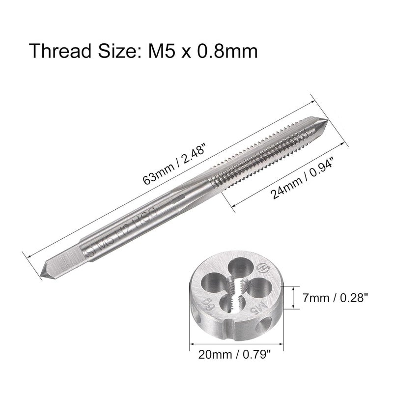 TOP-VIGOR M5 x 0.8mm Metric Tap and Die Set, Right Hand Machine Thread Tap with Round Threading Die for Making or Repairing Threads on Iron, Copper, Steel and Other Metal Materials - Image 2